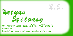 matyas szilvasy business card